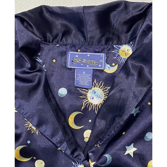 Vintage Y2K Dream Modes Celestial Sun Moon Stars Pajama Set Womens Size XL Satin - Picture 5 of 7